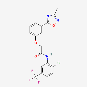 molecular formula C18H13ClF3N3O3 B7718595 N-[2-chloro-5-(trifluoromethyl)phenyl]-2-[3-(3-methyl-1,2,4-oxadiazol-5-yl)phenoxy]acetamide 