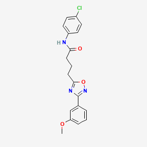 molecular formula C19H18ClN3O3 B7718621 N-(4-chlorophenyl)-4-[3-(3-methoxyphenyl)-1,2,4-oxadiazol-5-yl]butanamide 