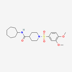 molecular formula C21H32N2O5S B7718726 N-cycloheptyl-1-((3,4-dimethoxyphenyl)sulfonyl)piperidine-4-carboxamide 