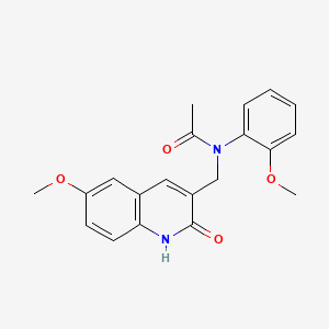molecular formula C20H20N2O4 B7718729 N-[(6-methoxy-2-oxo-1H-quinolin-3-yl)methyl]-N-(2-methoxyphenyl)acetamide 