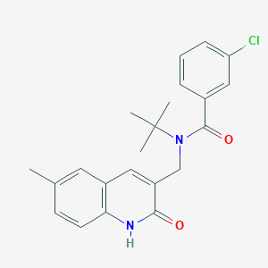 molecular formula C22H23ClN2O2 B7718782 N-(tert-butyl)-3-chloro-N-((2-hydroxy-6-methylquinolin-3-yl)methyl)benzamide 