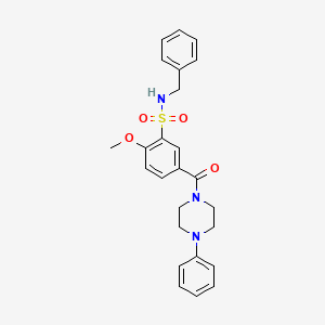 molecular formula C25H27N3O4S B7718786 N-benzyl-2-methoxy-5-[(4-phenylpiperazin-1-yl)carbonyl]benzenesulfonamide 