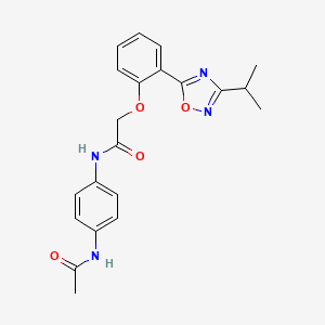 molecular formula C21H22N4O4 B7718847 N-(4-Acetamidophenyl)-2-{2-[3-(propan-2-YL)-1,2,4-oxadiazol-5-YL]phenoxy}acetamide 