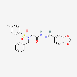 molecular formula C24H23N3O5S B7718881 N-[(E)-1,3-benzodioxol-5-ylmethylideneamino]-2-[benzyl-(4-methylphenyl)sulfonylamino]acetamide 