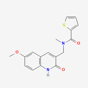 molecular formula C17H16N2O3S B7718890 N-[(6-methoxy-2-oxo-1H-quinolin-3-yl)methyl]-N-methylthiophene-2-carboxamide CAS No. 672340-63-5