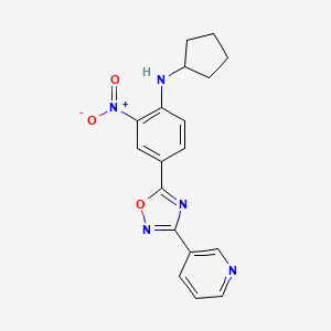 molecular formula C18H17N5O3 B7719013 N-Cyclopentyl-2-nitro-4-[3-(pyridin-3-YL)-1,2,4-oxadiazol-5-YL]aniline 