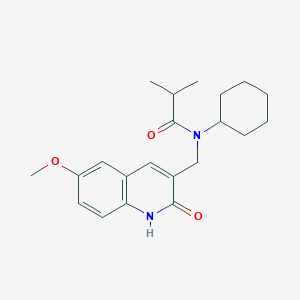 molecular formula C21H28N2O3 B7719083 N-cyclohexyl-N-((2-hydroxy-6-methoxyquinolin-3-yl)methyl)isobutyramide 