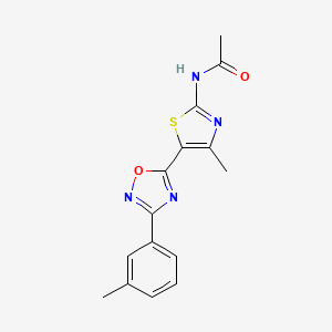 molecular formula C15H14N4O2S B7719134 N-{4-methyl-5-[3-(3-methylphenyl)-1,2,4-oxadiazol-5-yl]-1,3-thiazol-2-yl}acetamide 
