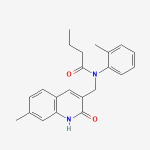 molecular formula C22H24N2O2 B7719160 N-((2-hydroxy-7-methylquinolin-3-yl)methyl)-N-(o-tolyl)butyramide 