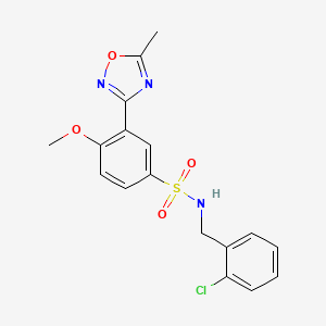 molecular formula C17H16ClN3O4S B7719193 N-(2-chlorobenzyl)-4-methoxy-3-(5-methyl-1,2,4-oxadiazol-3-yl)benzenesulfonamide 