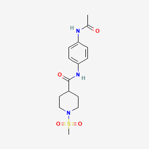 molecular formula C15H21N3O4S B7719261 N~4~-[4-(ACETYLAMINO)PHENYL]-1-(METHYLSULFONYL)-4-PIPERIDINECARBOXAMIDE 