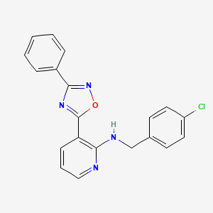 molecular formula C20H15ClN4O B7719384 N-[(4-chlorophenyl)methyl]-3-(3-phenyl-1,2,4-oxadiazol-5-yl)pyridin-2-amine 