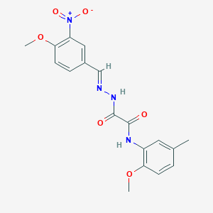 molecular formula C18H18N4O6 B7719411 N-(2-methoxy-5-methylphenyl)-N'-[(E)-(4-methoxy-3-nitrophenyl)methylideneamino]oxamide 
