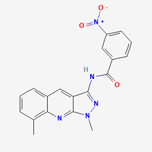 molecular formula C19H15N5O3 B7719515 N-(1,8-dimethyl-1H-pyrazolo[3,4-b]quinolin-3-yl)-3-nitrobenzamide 