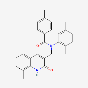 molecular formula C27H26N2O2 B7719583 N-(2,5-dimethylphenyl)-N-((2-hydroxy-8-methylquinolin-3-yl)methyl)-4-methylbenzamide 