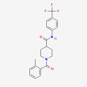 molecular formula C21H21F3N2O2 B7719623 1-(2-methylbenzoyl)-N-[4-(trifluoromethyl)phenyl]piperidine-4-carboxamide 