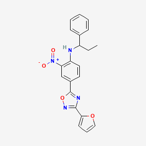 molecular formula C21H18N4O4 B7719629 4-[3-(furan-2-yl)-1,2,4-oxadiazol-5-yl]-2-nitro-N-(1-phenylpropyl)aniline 