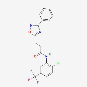 molecular formula C18H13ClF3N3O2 B7719654 N-[2-chloro-5-(trifluoromethyl)phenyl]-3-(3-phenyl-1,2,4-oxadiazol-5-yl)propanamide 