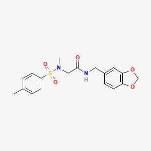 molecular formula C18H20N2O5S B7719673 N-(1,3-Benzodioxol-5-ylmethyl)-2-[methyl[(4-methylphenyl)sulfonyl]amino]acetamide CAS No. 741271-92-1