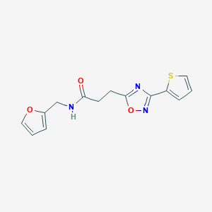 molecular formula C14H13N3O3S B7719741 N-(furan-2-ylmethyl)-3-[3-(thiophen-2-yl)-1,2,4-oxadiazol-5-yl]propanamide 