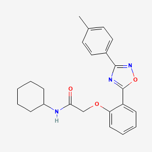 molecular formula C23H25N3O3 B7719792 N-cyclohexyl-2-{2-[3-(4-methylphenyl)-1,2,4-oxadiazol-5-yl]phenoxy}acetamide 