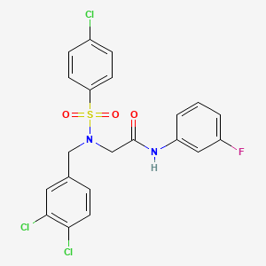 molecular formula C21H16Cl3FN2O3S B7719917 2-[(4-chlorophenyl)sulfonyl-[(3,4-dichlorophenyl)methyl]amino]-N-(3-fluorophenyl)acetamide 