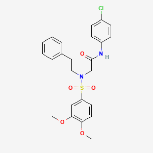 molecular formula C24H25ClN2O5S B7720122 N-(4-chlorophenyl)-N~2~-[(3,4-dimethoxyphenyl)sulfonyl]-N~2~-(2-phenylethyl)glycinamide 