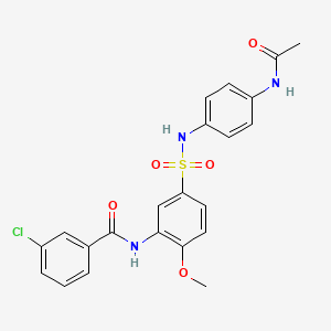 molecular formula C22H20ClN3O5S B7720128 N-(5-{[4-(acetylamino)phenyl]sulfamoyl}-2-methoxyphenyl)-3-chlorobenzamide 