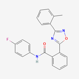 molecular formula C22H16FN3O2 B7720245 N-(4-fluorophenyl)-2-[3-(2-methylphenyl)-1,2,4-oxadiazol-5-yl]benzamide 