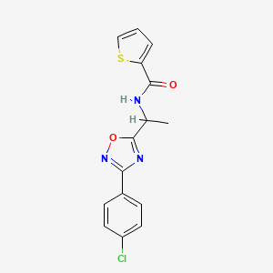 molecular formula C15H12ClN3O2S B7720270 N-[1-[3-(4-chlorophenyl)-1,2,4-oxadiazol-5-yl]ethyl]thiophene-2-carboxamide 
