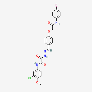 molecular formula C24H20ClFN4O5 B7720340 N-(3-chloro-4-methoxyphenyl)-1-{N'-[(Z)-[5-(3-nitrophenyl)furan-2-yl]methylidene]hydrazinecarbonyl}formamide 