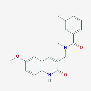 molecular formula C20H20N2O3 B7720359 N-[(6-methoxy-2-oxo-1H-quinolin-3-yl)methyl]-N,3-dimethylbenzamide 