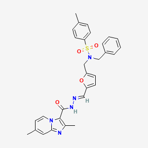 molecular formula C30H29N5O4S B7720487 N-[(E)-[5-[[benzyl-(4-methylphenyl)sulfonylamino]methyl]furan-2-yl]methylideneamino]-2,7-dimethylimidazo[1,2-a]pyridine-3-carboxamide CAS No. 441782-85-0