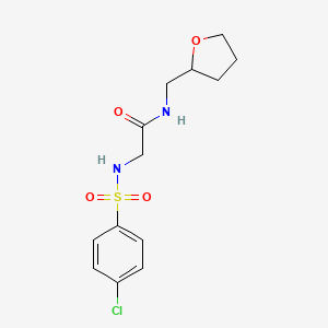 molecular formula C13H17ClN2O4S B7720545 2-[(4-chlorophenyl)sulfonylamino]-N-(oxolan-2-ylmethyl)acetamide 