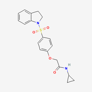 molecular formula C19H20N2O4S B7720572 N-cyclopropyl-2-[4-(2,3-dihydroindol-1-ylsulfonyl)phenoxy]acetamide 