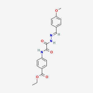 molecular formula C19H19N3O5 B7720589 ethyl 4-[[2-[(2E)-2-[(4-methoxyphenyl)methylidene]hydrazinyl]-2-oxoacetyl]amino]benzoate 