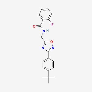 molecular formula C20H20FN3O2 B7720605 N-{[3-(4-tert-butylphenyl)-1,2,4-oxadiazol-5-yl]methyl}-2-fluorobenzamide 