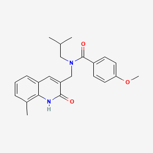 molecular formula C23H26N2O3 B7720635 N-((2-hydroxy-8-methylquinolin-3-yl)methyl)-N-isobutyl-4-methoxybenzamide 