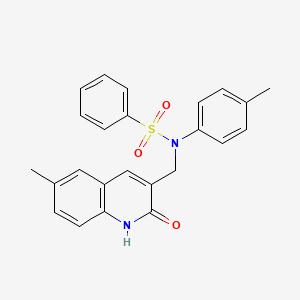 molecular formula C24H22N2O3S B7720849 N-[(2-hydroxy-6-methylquinolin-3-yl)methyl]-N-(4-methylphenyl)benzenesulfonamide 