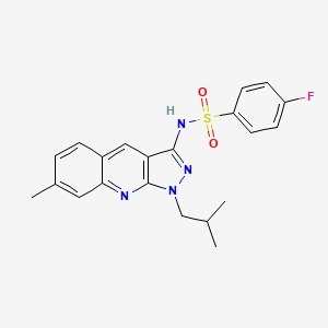 4-fluoro-N-(1-isobutyl-7-methyl-1H-pyrazolo[3,4-b]quinolin-3-yl)benzenesulfonamide