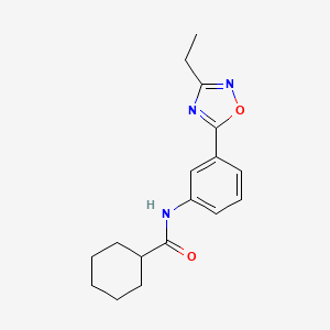 molecular formula C17H21N3O2 B7721009 N-[3-(3-ethyl-1,2,4-oxadiazol-5-yl)phenyl]cyclohexanecarboxamide 