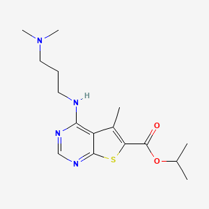 molecular formula C16H24N4O2S B7721928 Propan-2-yl 4-[3-(dimethylamino)propylamino]-5-methylthieno[2,3-d]pyrimidine-6-carboxylate 