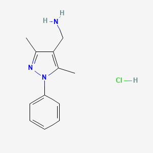 molecular formula C12H16ClN3 B7722780 (3,5-Dimethyl-1-phenyl-1H-pyrazol-4-yl)methanamine hydrochloride 