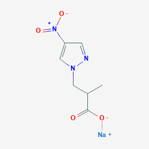 molecular formula C7H8N3NaO4 B7725553 sodium;2-methyl-3-(4-nitropyrazol-1-yl)propanoate 