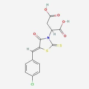 molecular formula C14H10ClNO5S2 B7726501 2-[(5Z)-5-[(4-chlorophenyl)methylidene]-4-oxo-2-sulfanylidene-1,3-thiazolidin-3-yl]butanedioic acid 