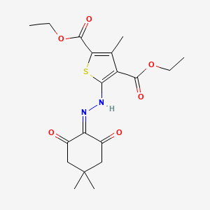 molecular formula C19H24N2O6S B7726977 diethyl 5-[2-(4,4-dimethyl-2,6-dioxocyclohexylidene)hydrazinyl]-3-methylthiophene-2,4-dicarboxylate 