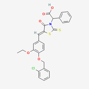 molecular formula C27H22ClNO5S2 B7727303 2-[(5Z)-5-[[4-[(2-chlorophenyl)methoxy]-3-ethoxyphenyl]methylidene]-4-oxo-2-sulfanylidene-1,3-thiazolidin-3-yl]-2-phenylacetic acid 