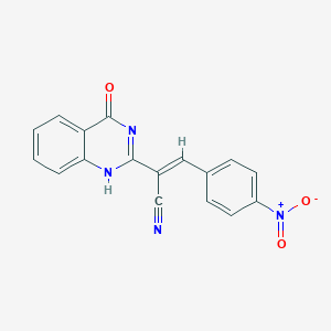molecular formula C17H10N4O3 B7727405 (E)-3-(4-nitrophenyl)-2-(4-oxo-1H-quinazolin-2-yl)prop-2-enenitrile 