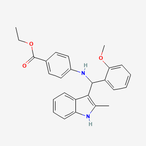 ethyl 4-{[(2-methoxyphenyl)(2-methyl-1H-indol-3-yl)methyl]amino}benzoate