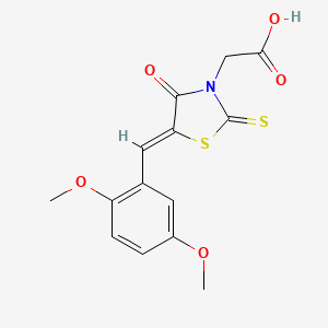 molecular formula C14H13NO5S2 B7728201 [(5Z)-5-(2,5-dimethoxybenzylidene)-4-oxo-2-thioxo-1,3-thiazolidin-3-yl]acetic acid 